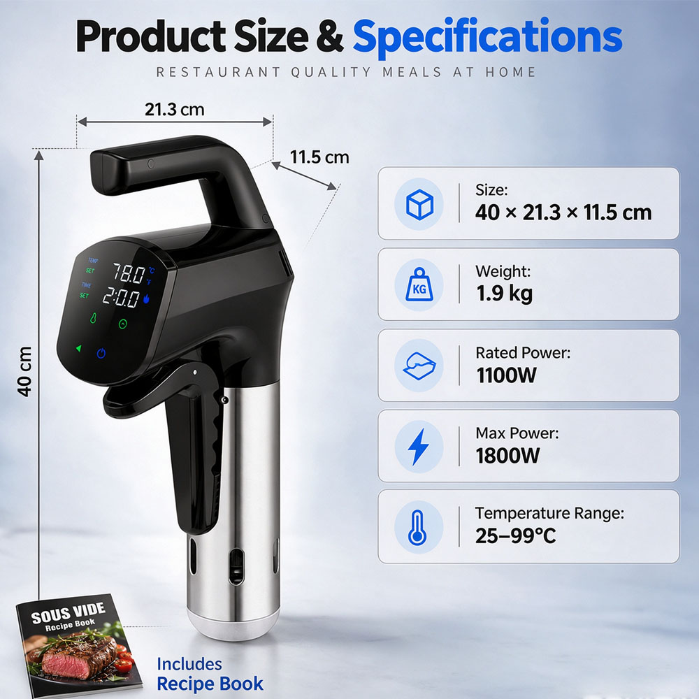 Cuocitore Sous Vide WiFi 1800W - Digital Sous Vide Precision Cooker recensione e prezzo