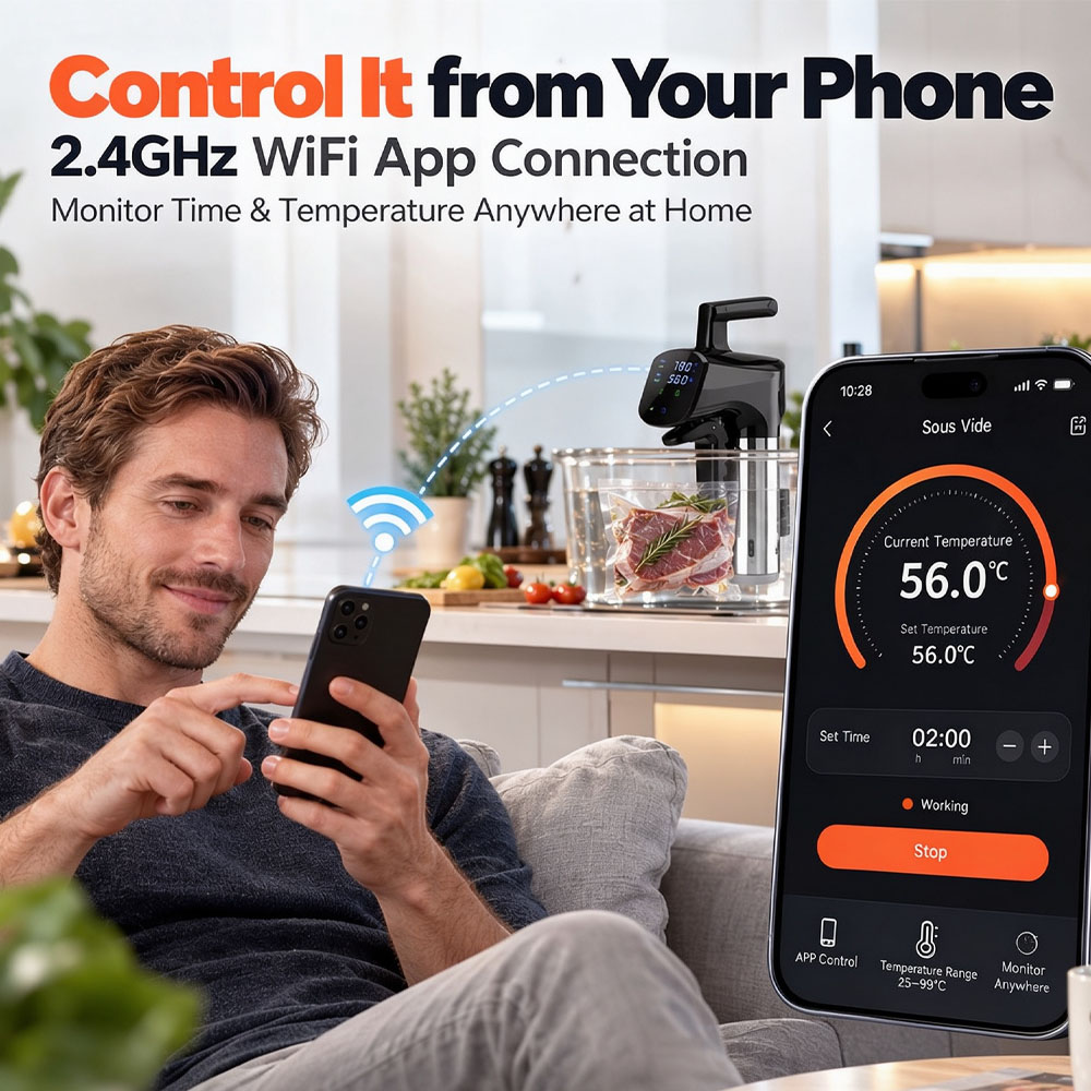 Cuocitore Sous Vide WiFi 1800W - Digital Sous Vide Precision Cooker recensione e prezzo